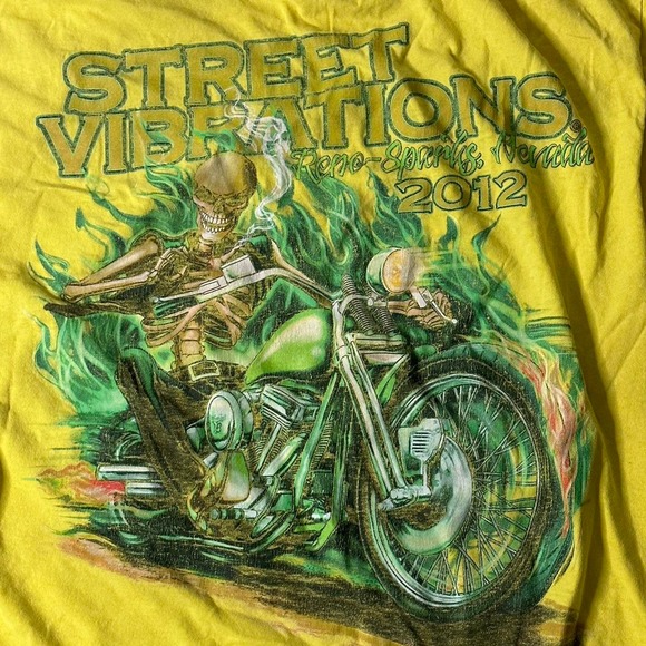 y2k goth punk rock Street Vibration Green Flame skeleton shirt - Picture 3 of 5